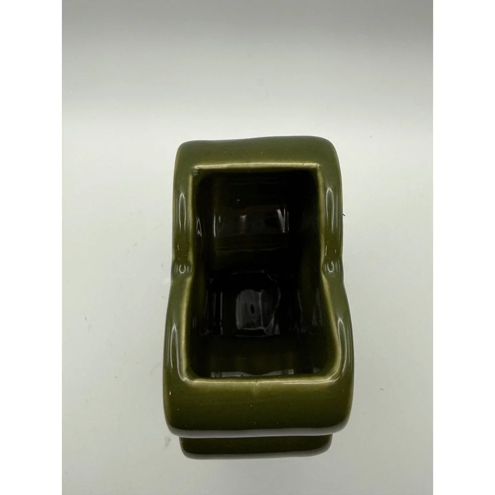 Olive Green Flower‎ Shaped Ceramic Vase MCM Style Decor 6.25